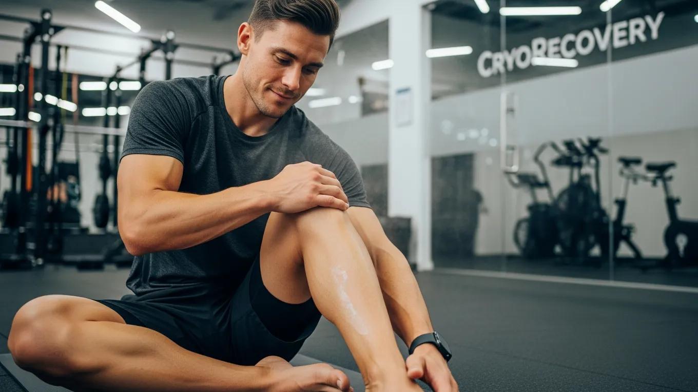 Athlete stretching after cryotherapy, highlighting reduced muscle soreness and enhanced recovery