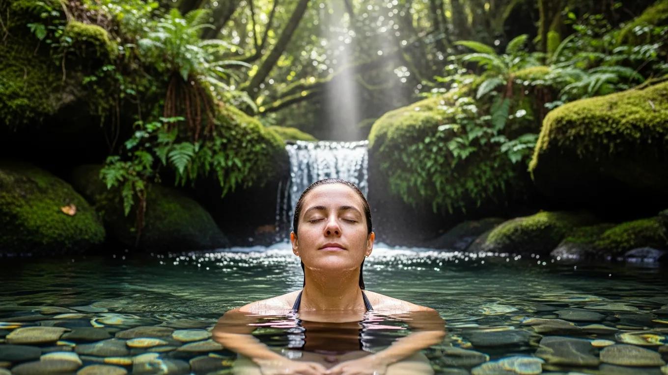 Person enjoying cold plunge therapy, illustrating health effects like improved circulation and mental clarity