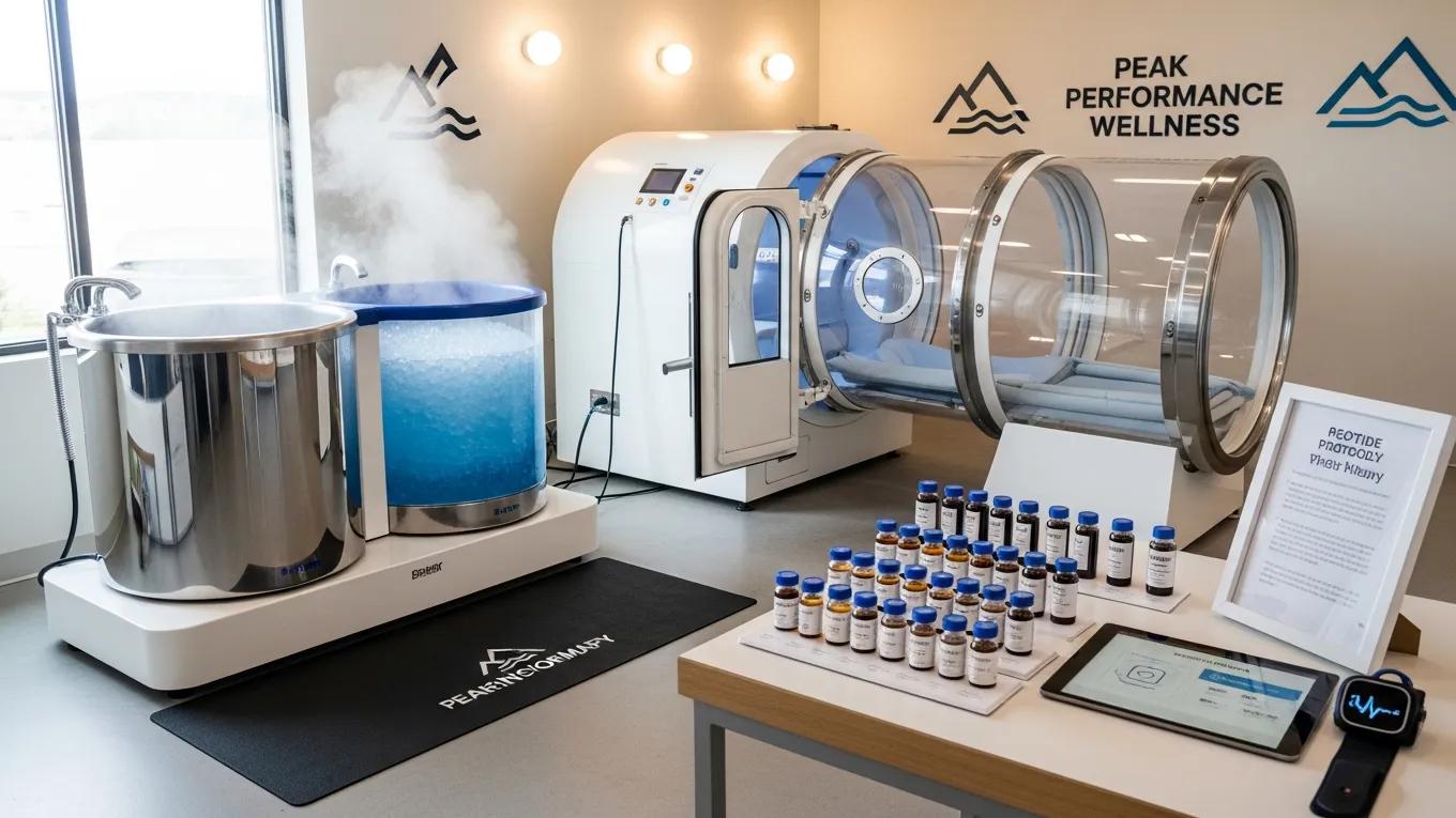 Various complementary recovery treatments for athletes, including contrast therapy and hyperbaric oxygen therapy